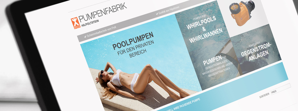 Schwimmbad-Pumpe-Webshop-Design